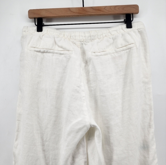 Garnet Hill White Cropped 100% Linen Pants Size 8 - Picture 9 of 12